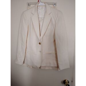 Pierre Cardin 2 PC Suit size 4 Cream 100% Wool Lined